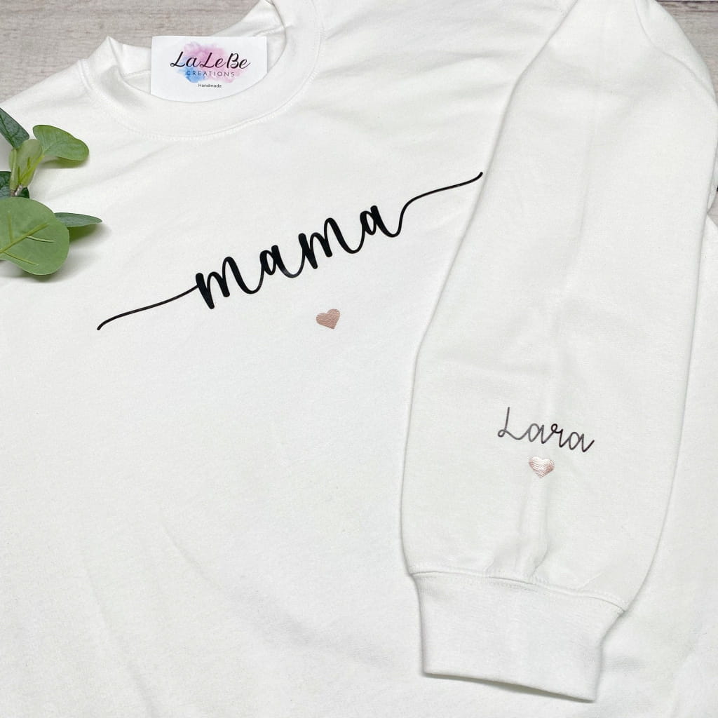 MAMA Sweatshirt personalisiert mit Kindernamen / Weiß / XS