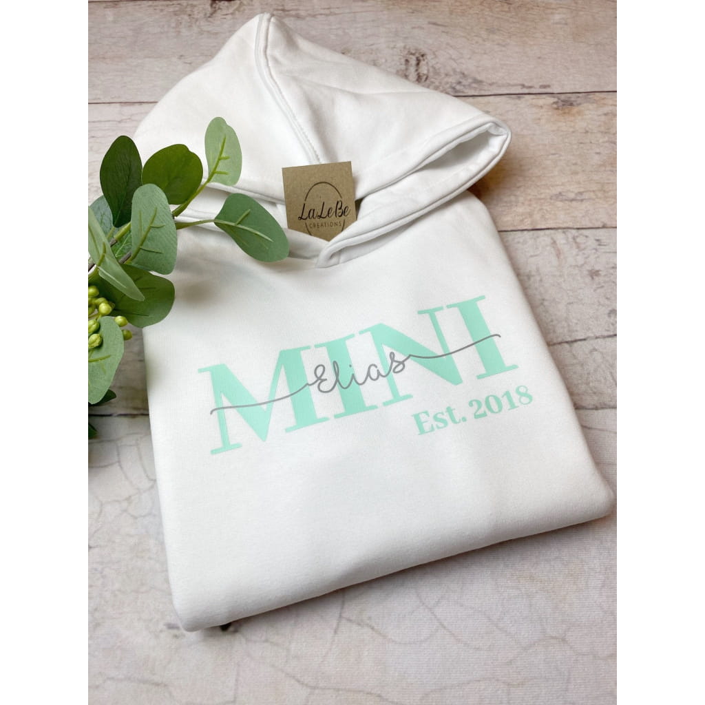 Mini Partnerlook Hoodie mit Name und Geburtsjahr - lalebecreations.de