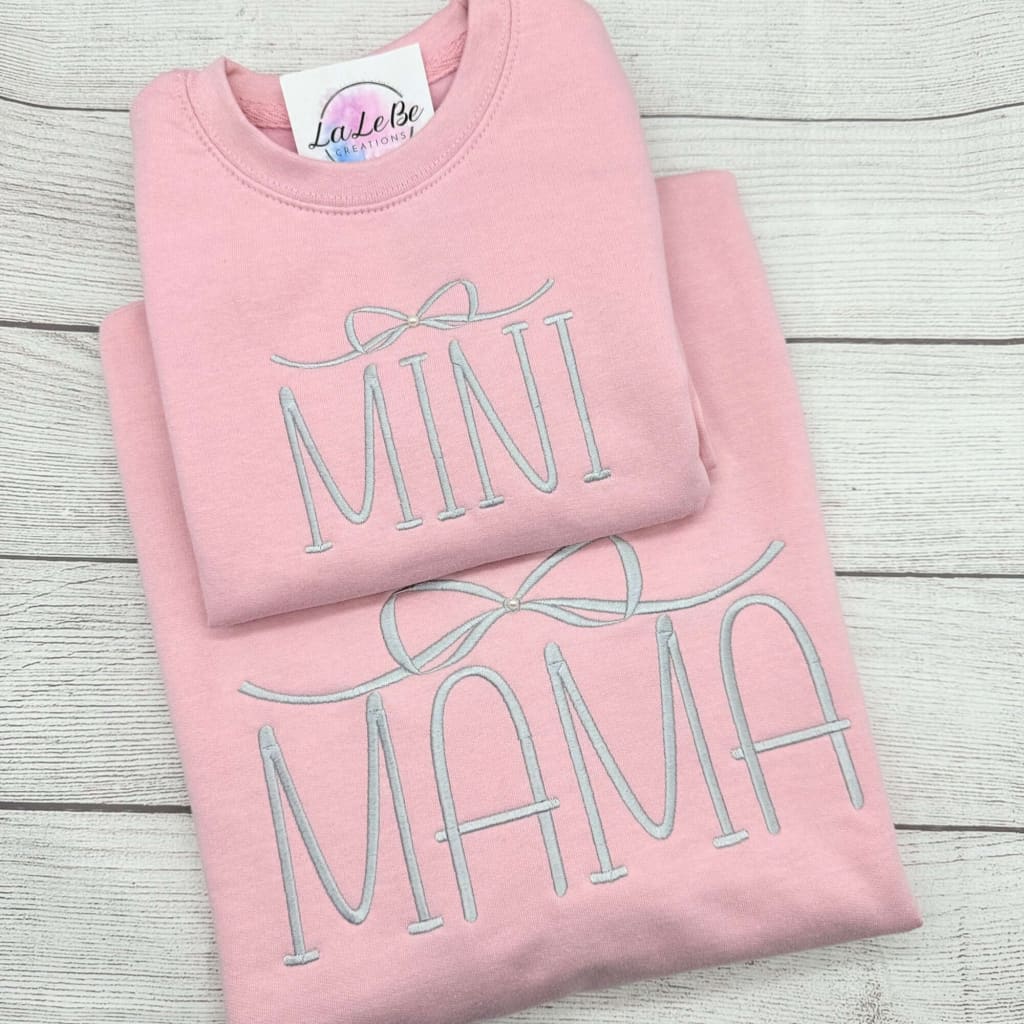 Mini Sweatshirt mit Schleifen Stickerei – Für den perfekten Partnerlook - lalebecreations.de