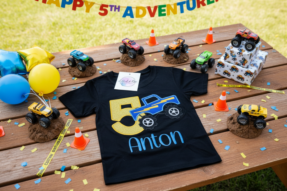 Personalisiertes Monster Truck Geburtstagsshirt für Jungen