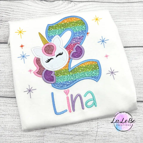 Personalisierbares Einhorn Geburtstagsoutfit für Mädchen