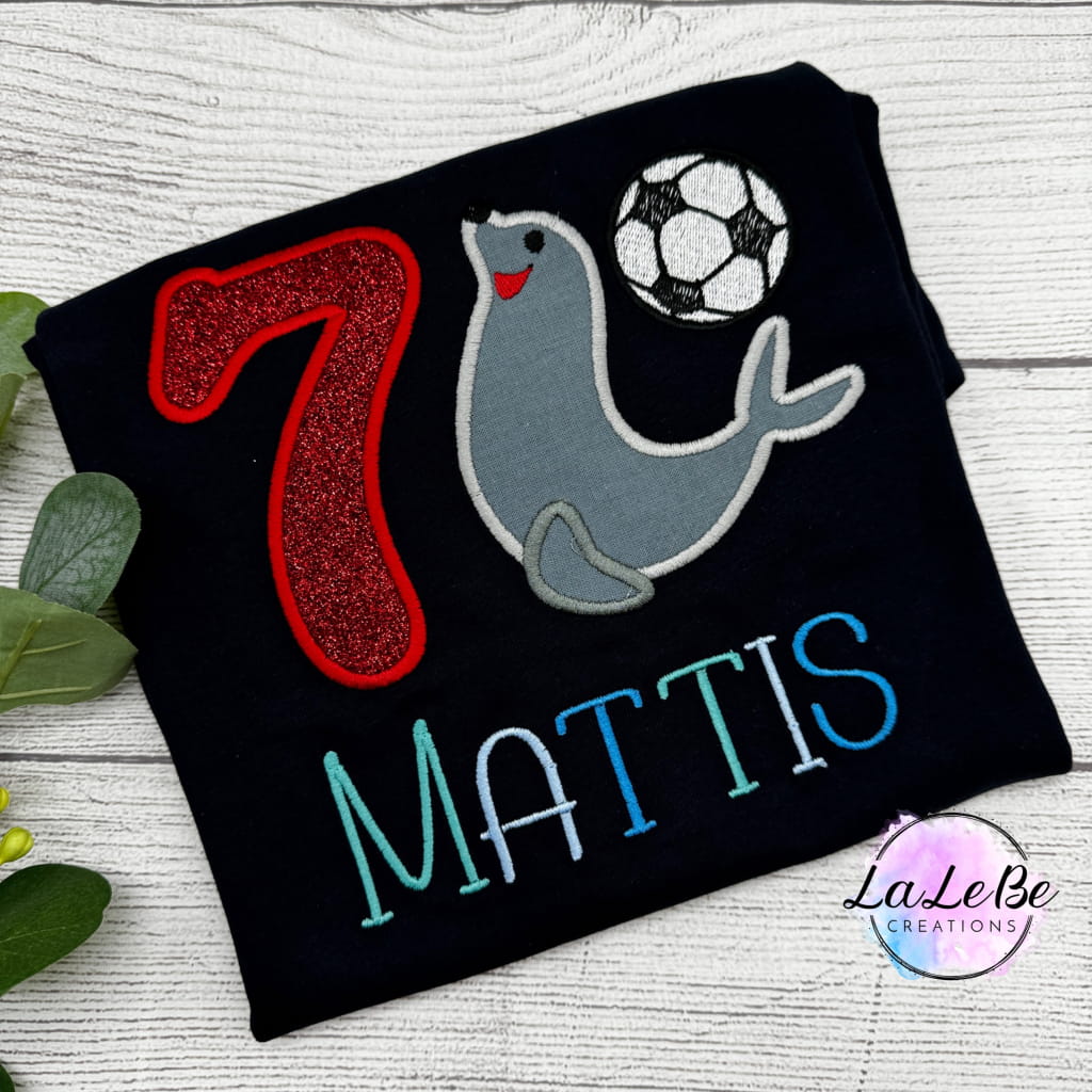 Personalisierbares Seehund Geburtstagsshirt für Kinder –