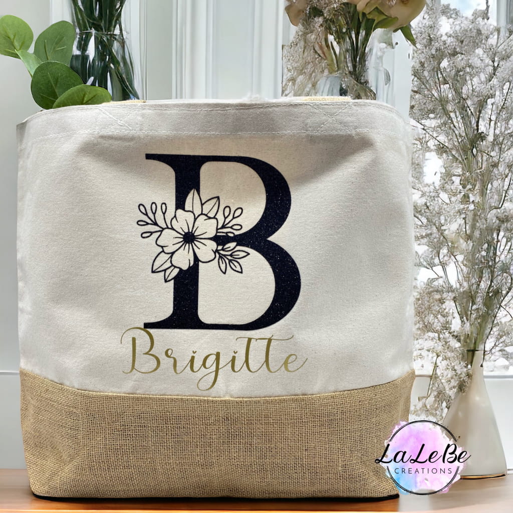 Personalisierte Jutetasche - Mit Anfangsbuchstabe und Namen - lalebecreations.de