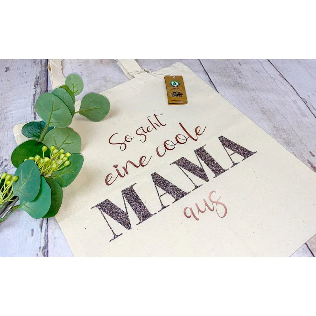 Personalisierte Oma Mama Baumwolltasche Natur / M (42 cm x