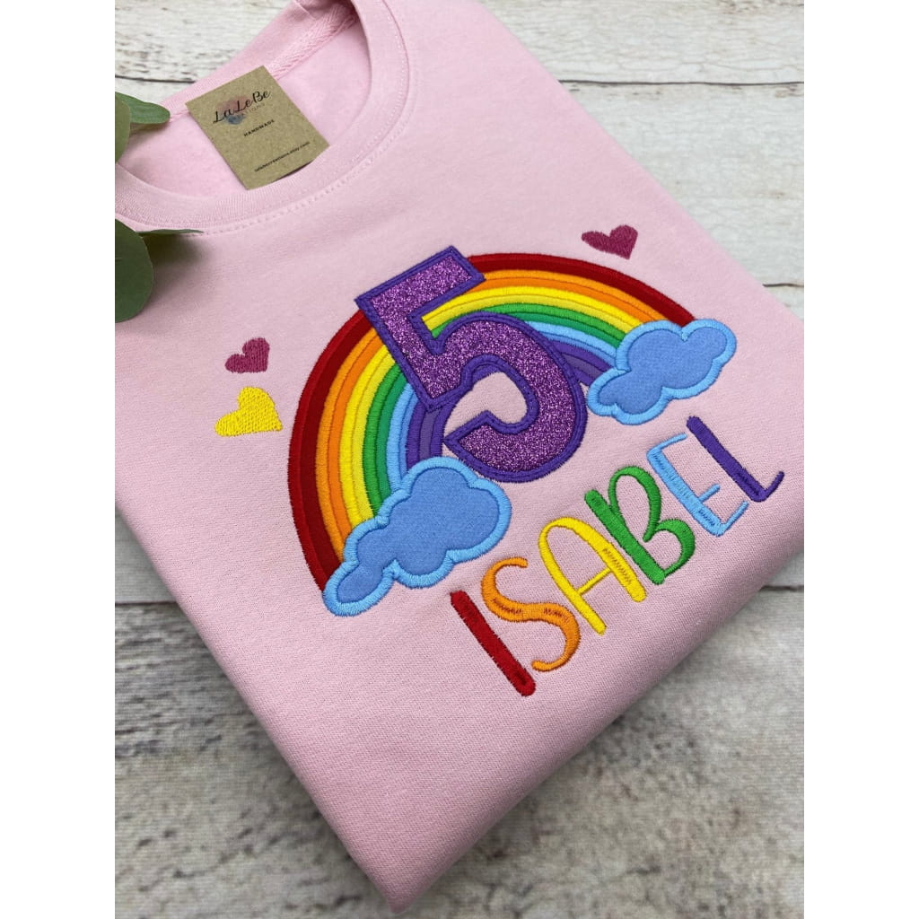 Personalisierte Regenbogen Geburtstagspullover für Kinder