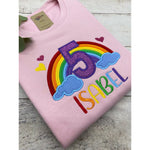 Personalisierte Regenbogen Geburtstagspullover für Kinder - lalebecreations.de