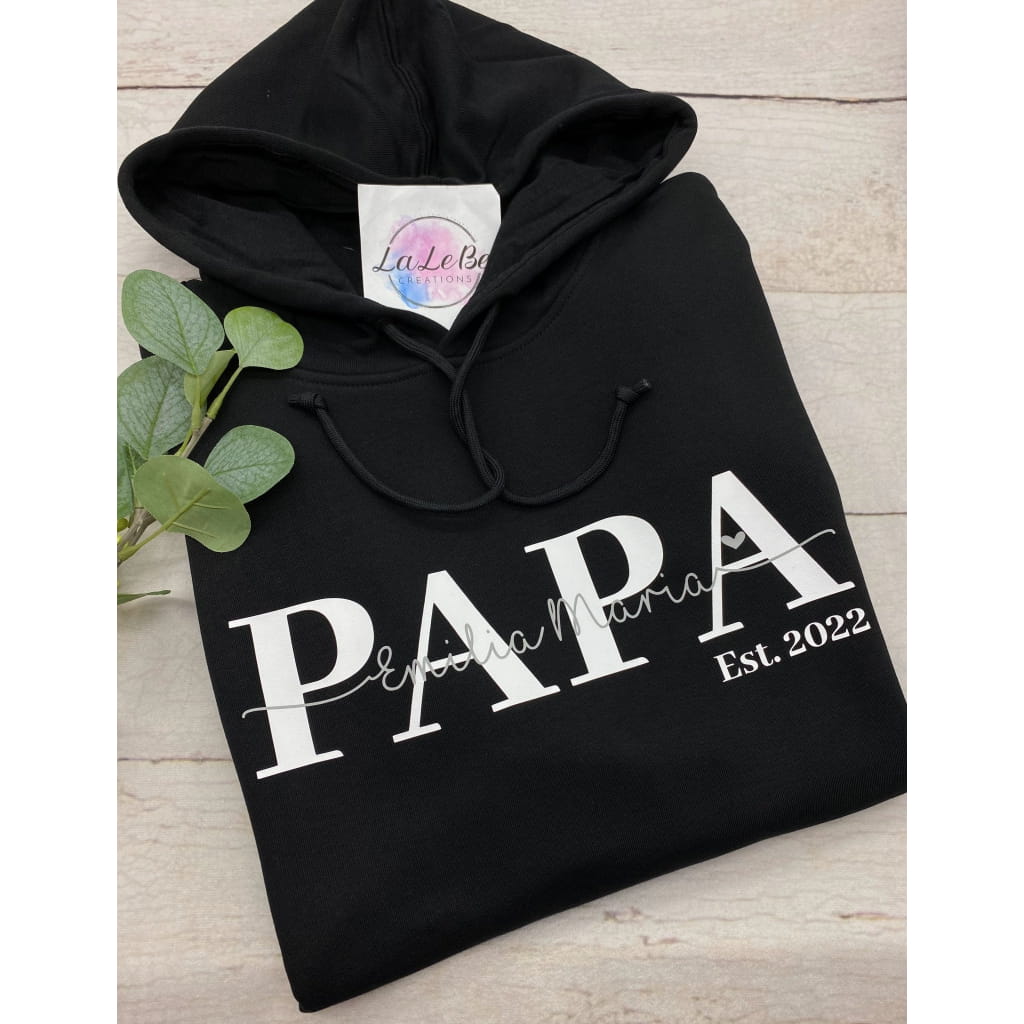 Personalisierter Papa Hoodie mit Kindernamen und Jahreszahl