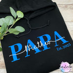 Personalisierter Papa Hoodie mit Kindernamen und Jahreszahl - lalebecreations.de