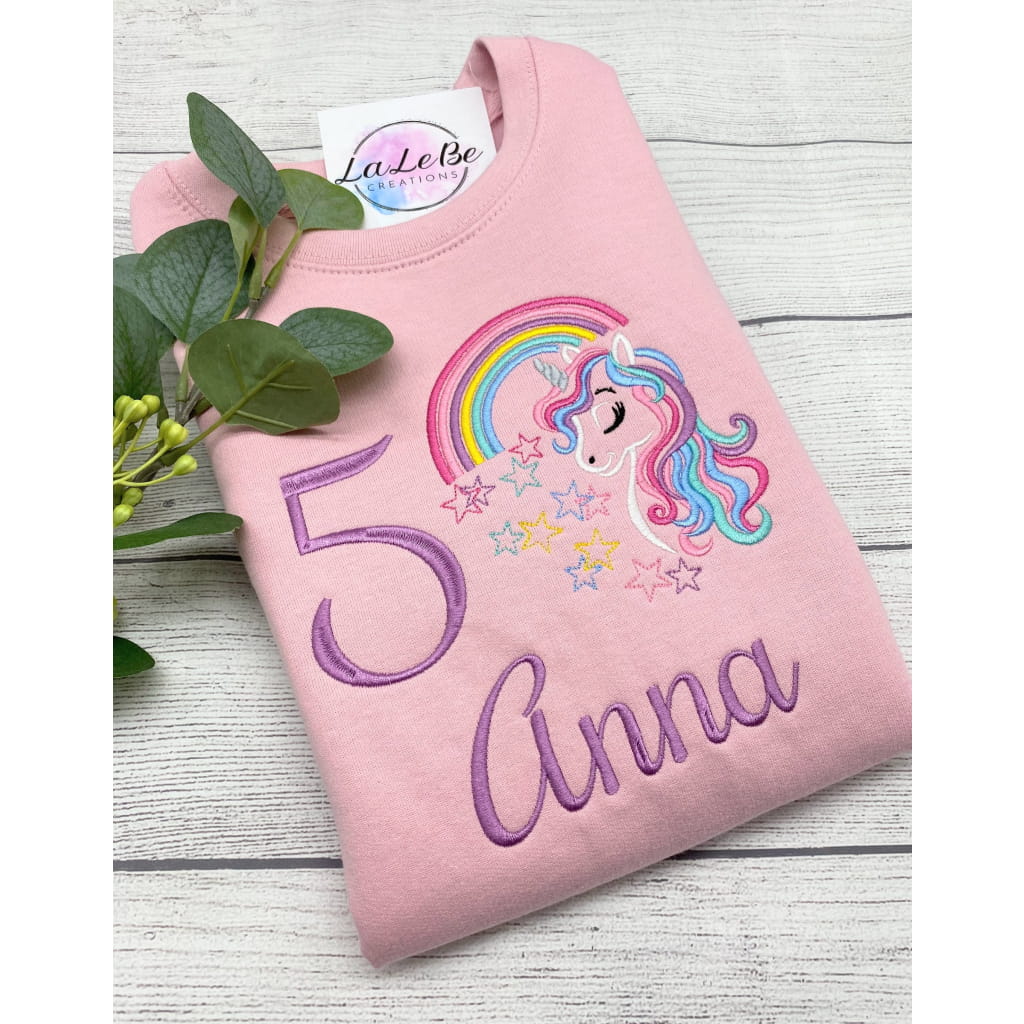 Personalisiertes Einhorn - Geburtstags - Sweatshirt für Mädchen - lalebecreations.de