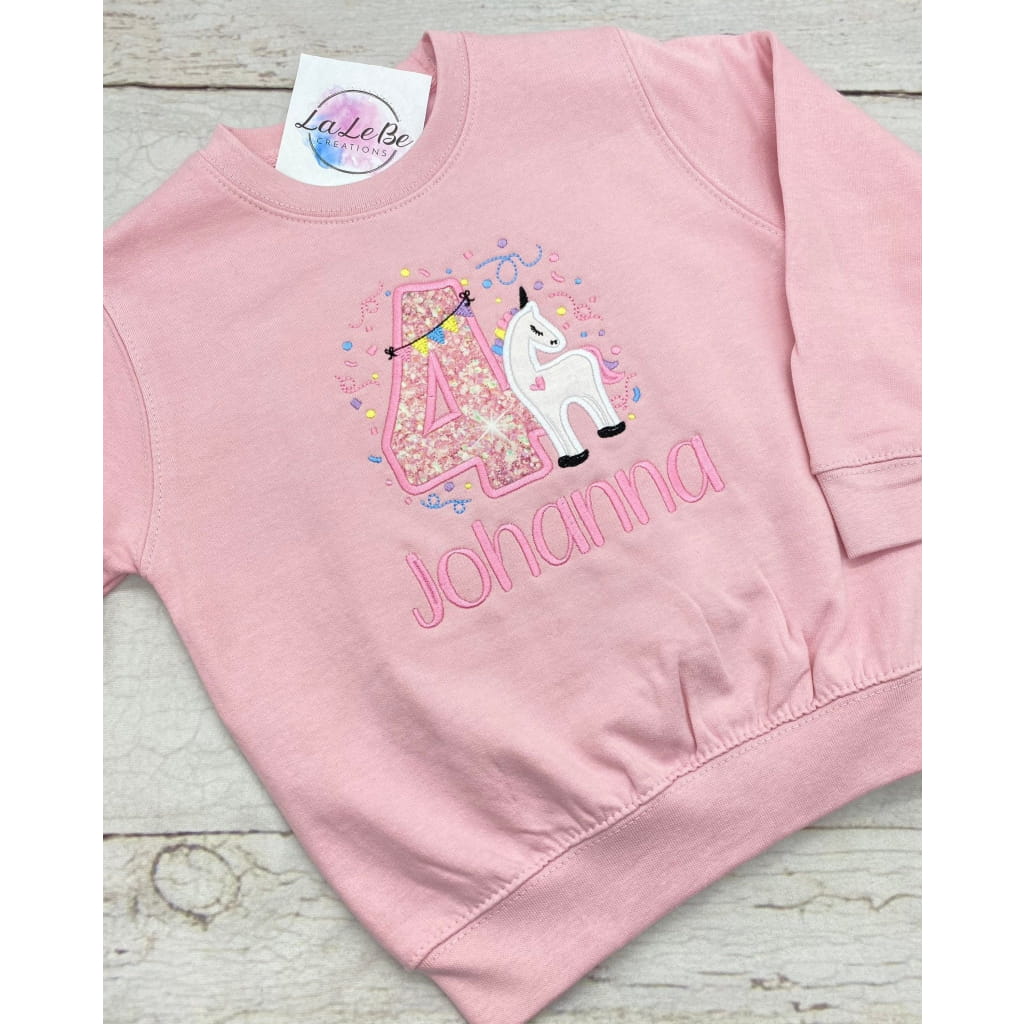 Personalisiertes Einhorn Geburtstagspullover - Rosa