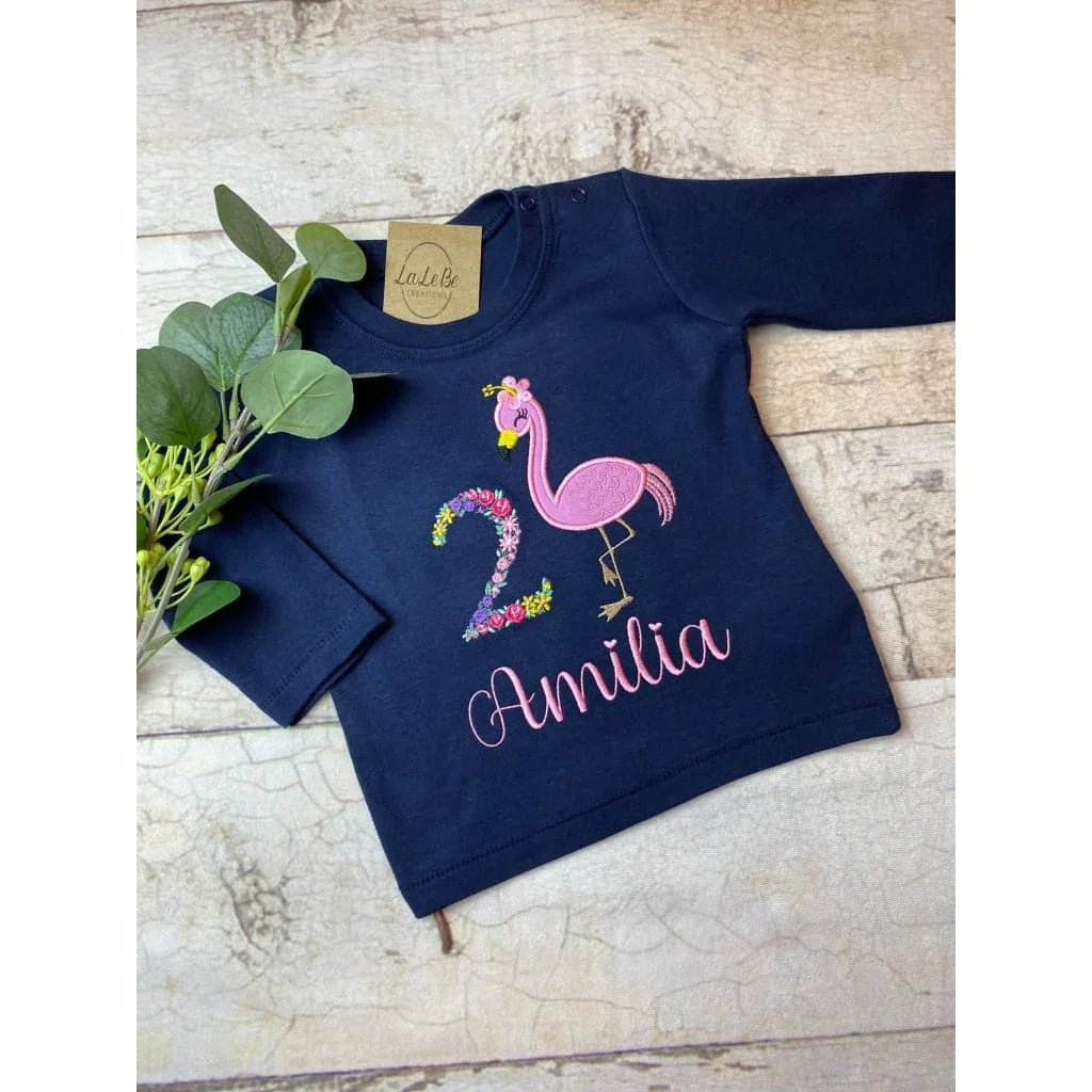 Personalisiertes Flamingo Geburtstagsshirt für Mädchen