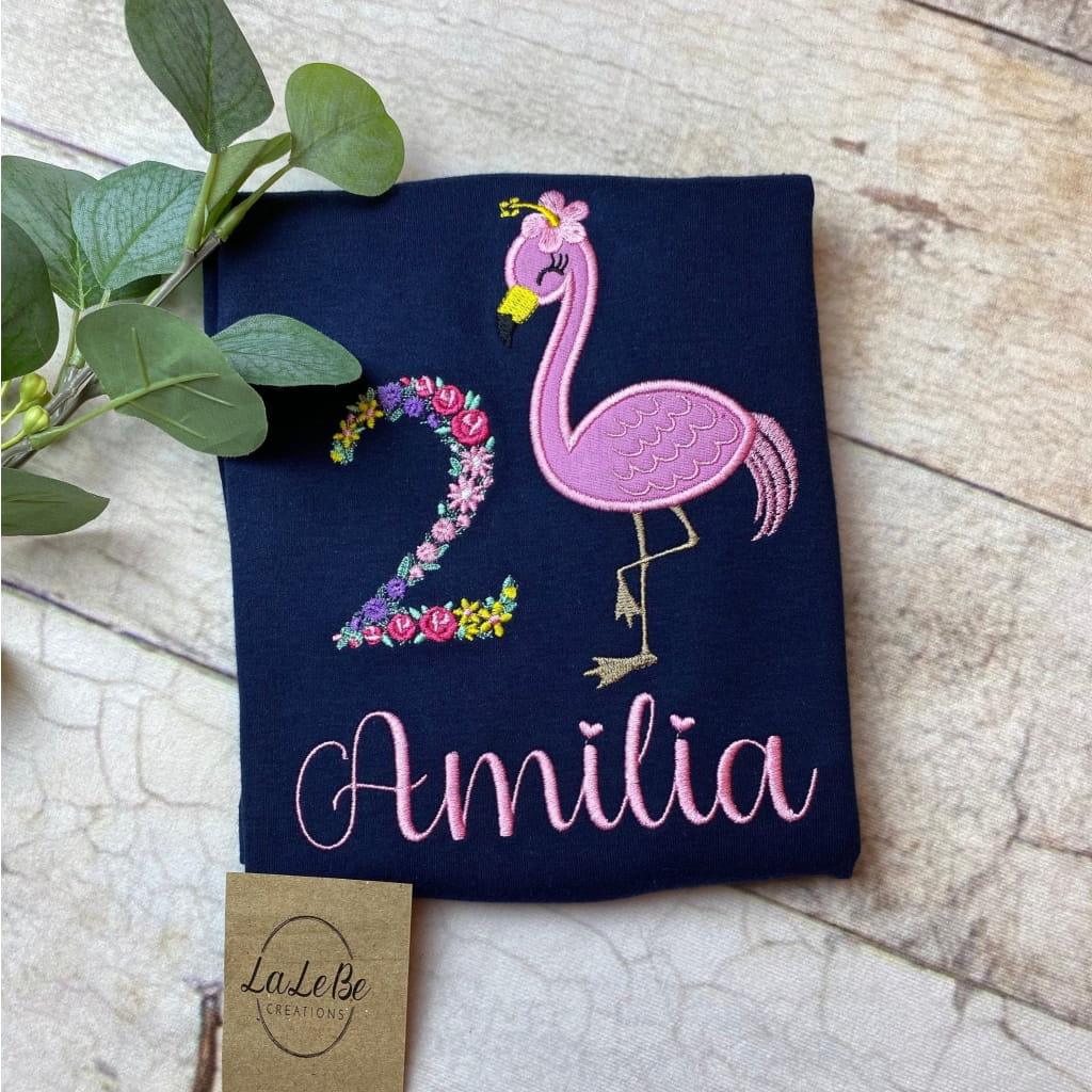 Personalisiertes Flamingo Geburtstagsshirt für Mädchen