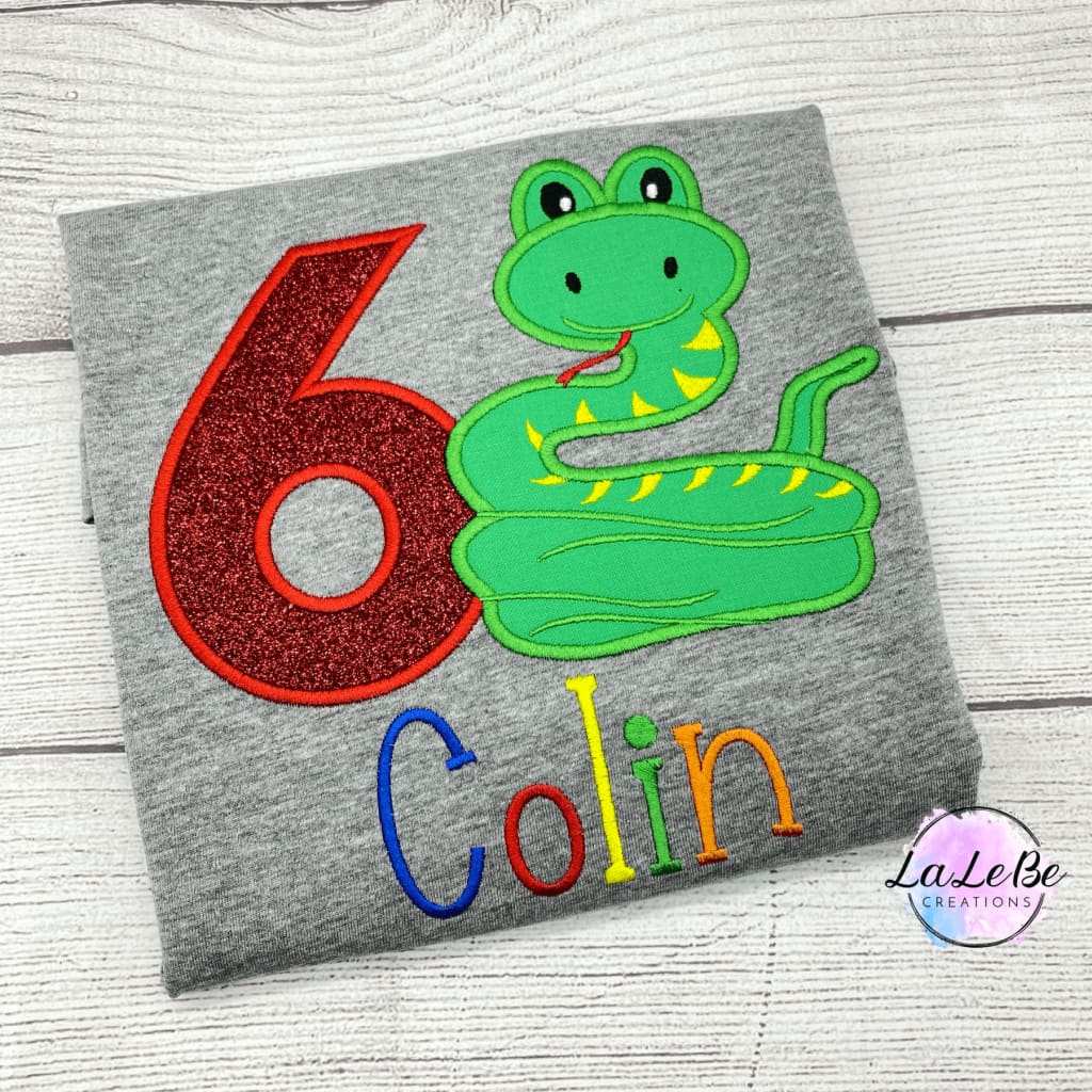 Personalisiertes Geburtstags - T-Shirt mit Schlange als Motiv - lalebecreations.de