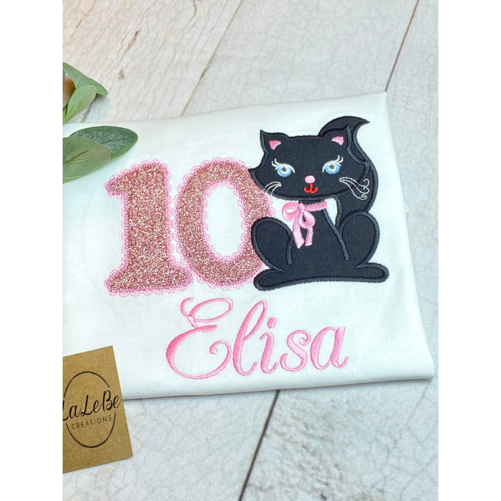 Personalisiertes Katzen Geburtstagsshirt für Mädchen