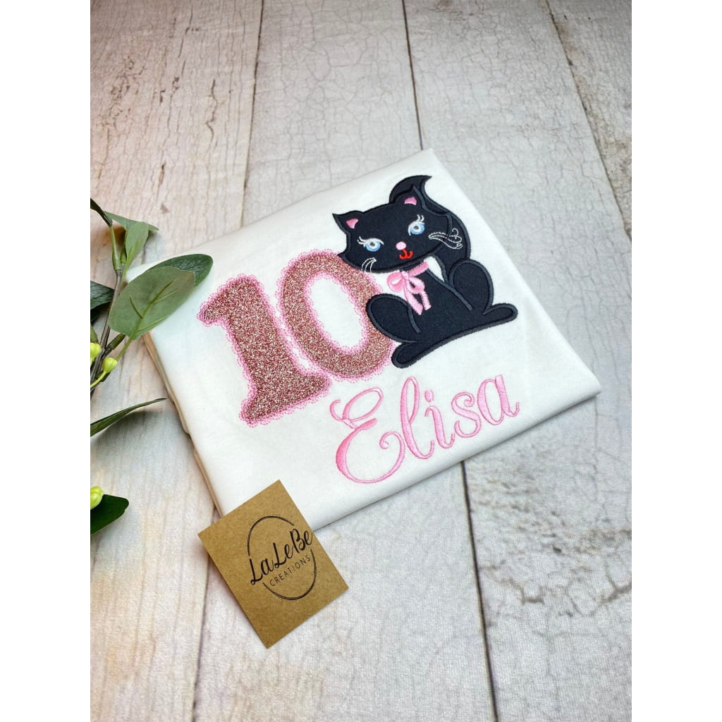 Personalisiertes Katzen Geburtstagsshirt für Mädchen