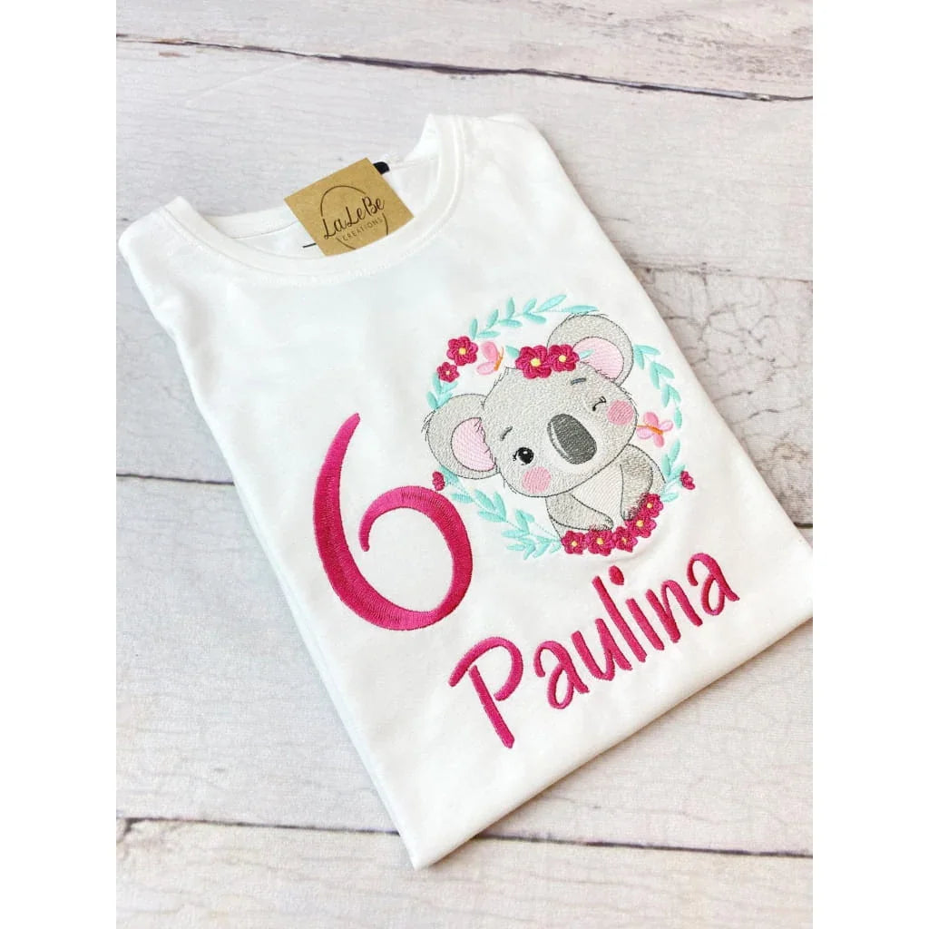 Personalisiertes Koala Geburtstags-Shirt für Mädchen