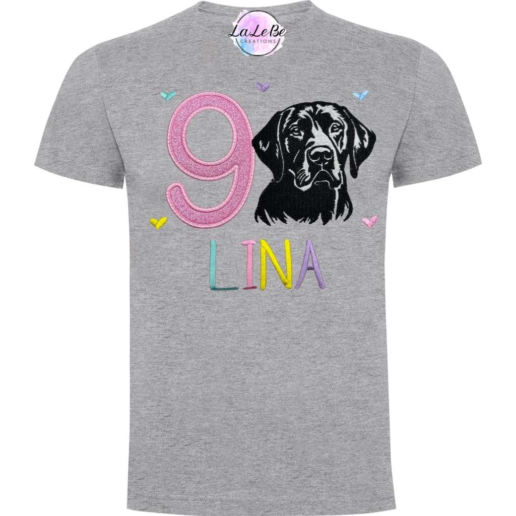 Personalisiertes Labrador T-Shirt, Geburtstagsgeschenk Mädchen, Name & Alter - lalebecreations.de
