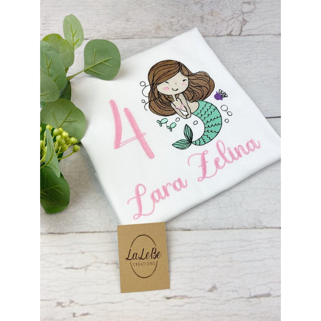 Personalisiertes Meerjungfrau-Geburtstagsshirt für Mädchen