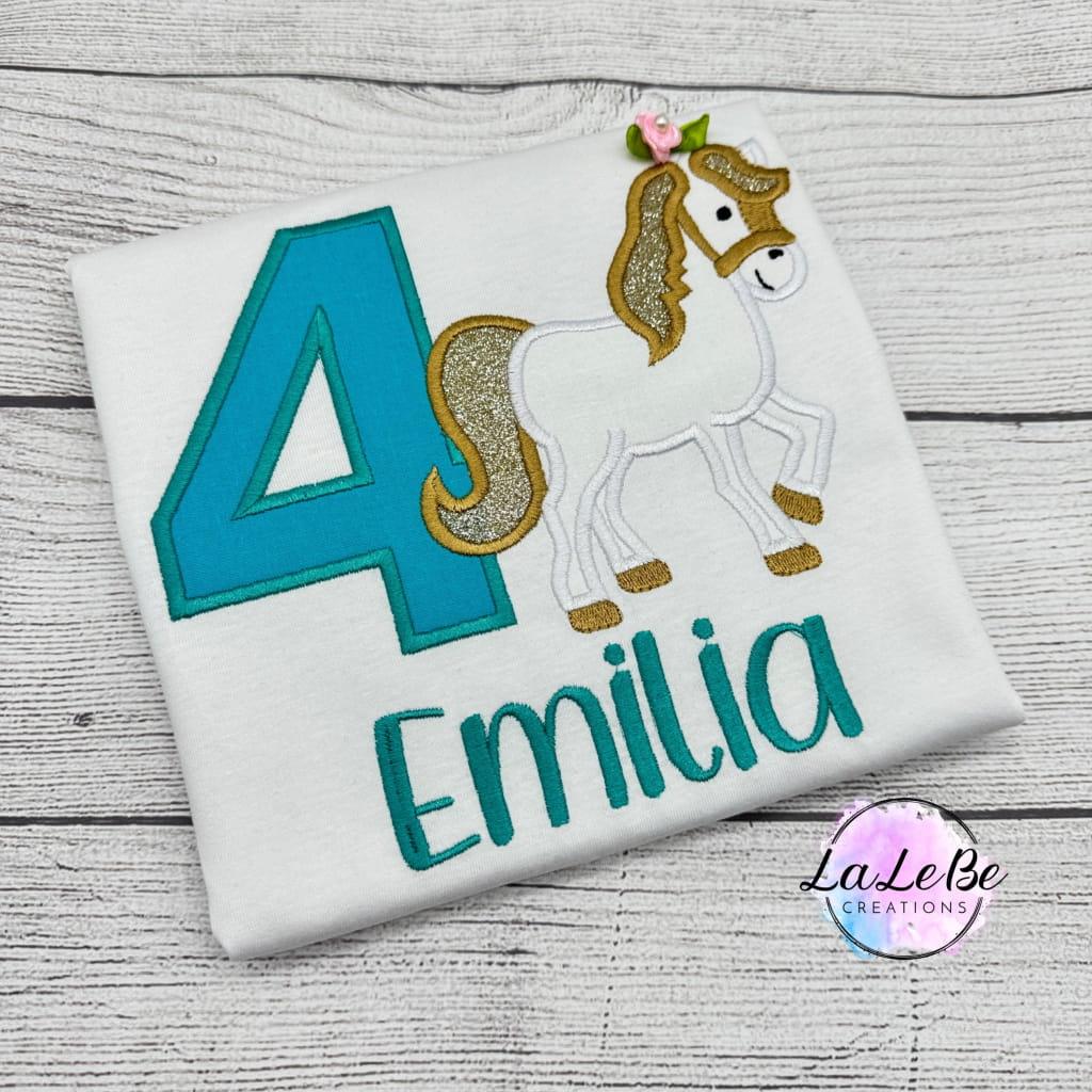 Personalisiertes Pferde Geburtstagsshirt mit Namen