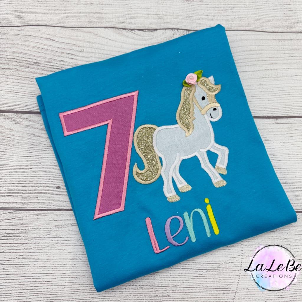 Personalisiertes Pferde Geburtstagsshirt mit Namen