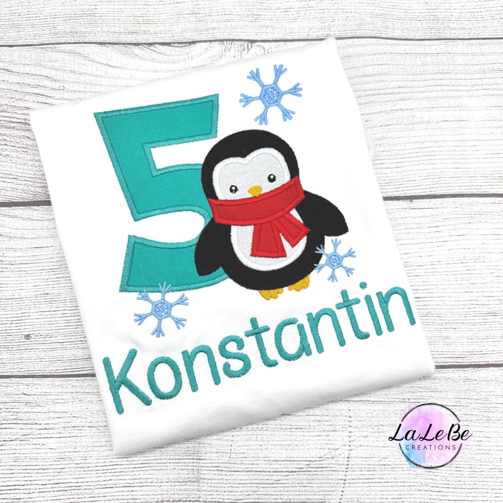 Pinguin Geburtstagsgeschenk | Personalisiertes Kinder Shirt mit Namen & Alter - lalebecreations.de