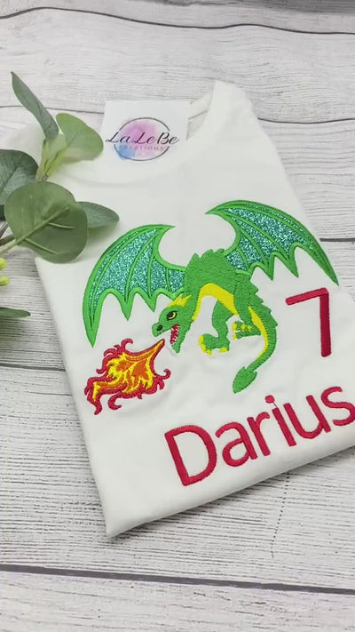 Drache Geburtstagsshirt - Weiß mit Glitzer