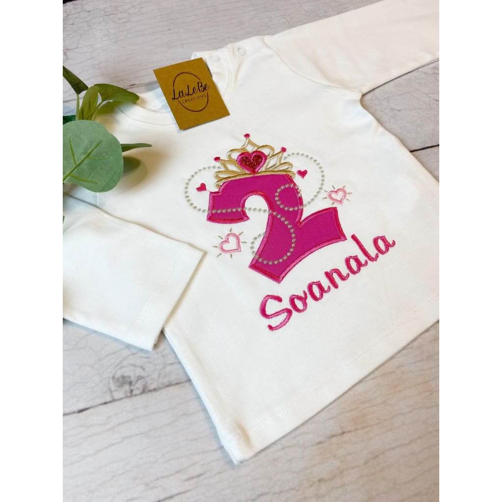 Prinzessin Geburtstagsshirt mit Krone & Zahl - lalebecreations.de