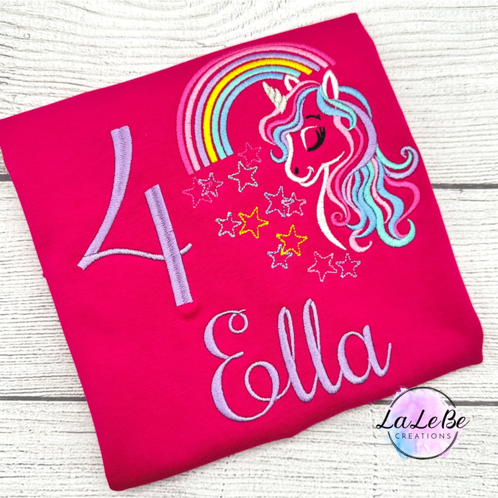 Regenbogen Einhorn Geburtstagsshirt - lalebecreations.de