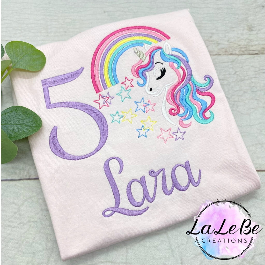 Regenbogen Einhorn Geburtstagsshirt - lalebecreations.de