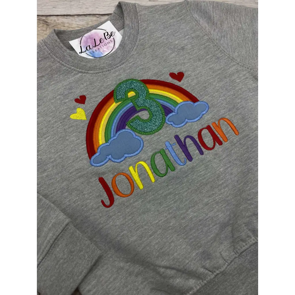 Regenbogen Geburtstagspullover für Kinder mit Glitzer