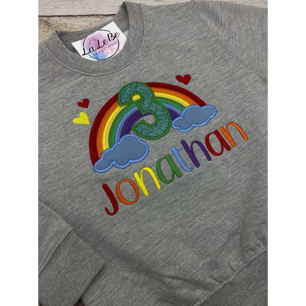 Regenbogen Geburtstagspullover für Kinder mit Glitzer