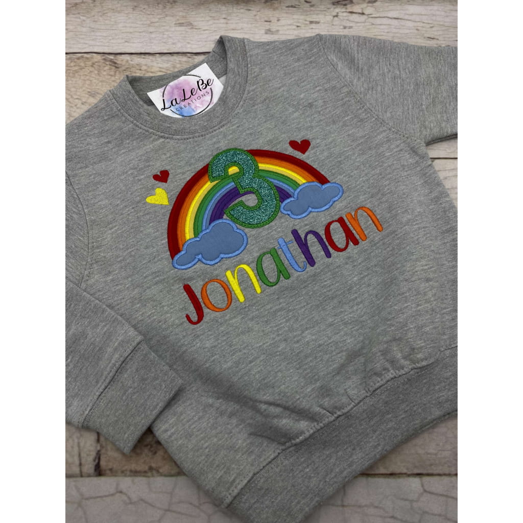 Regenbogen Geburtstagspullover für Kinder mit Glitzer