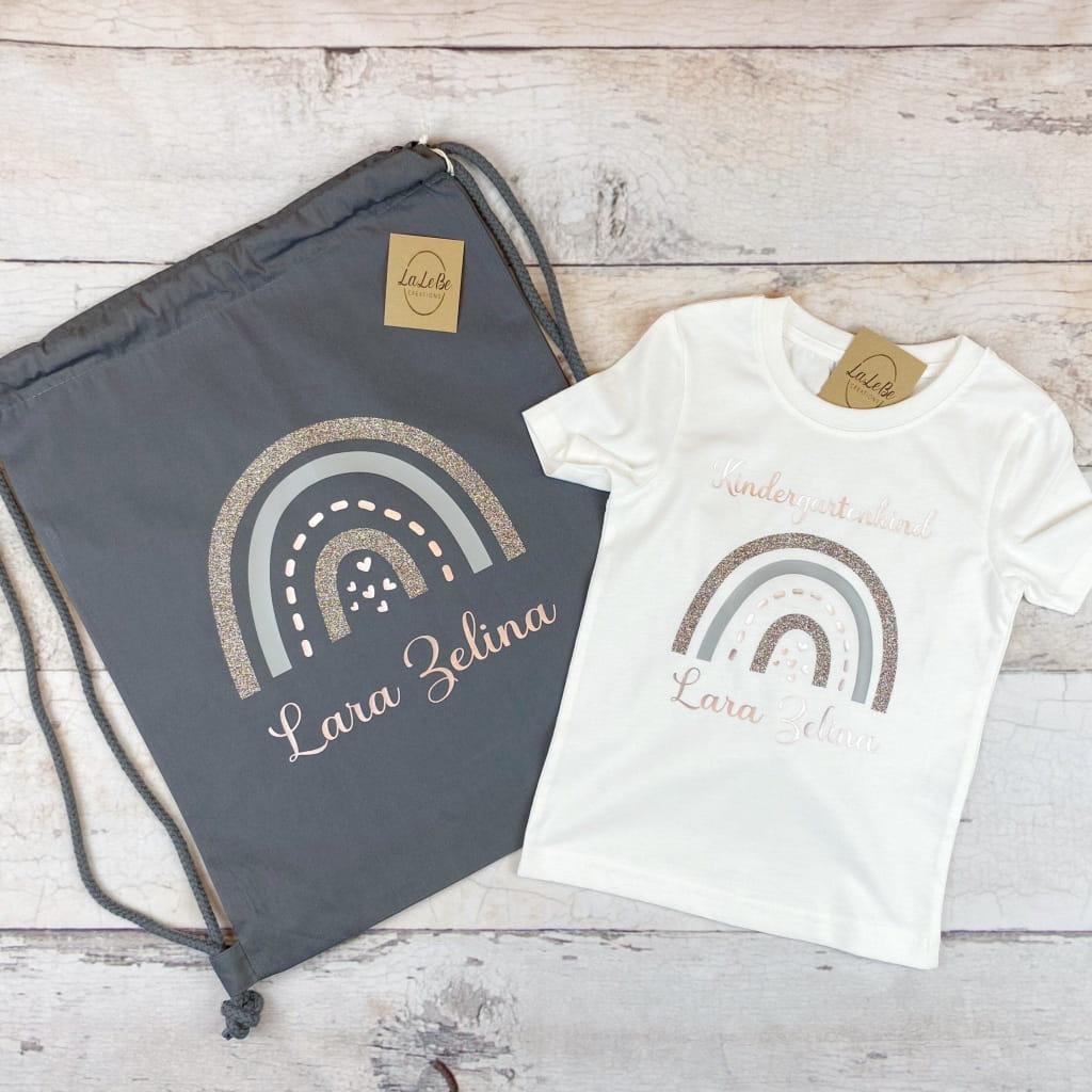 Regenbogen Kindergartenkind Schulkind Turnbeutel T-Shirt