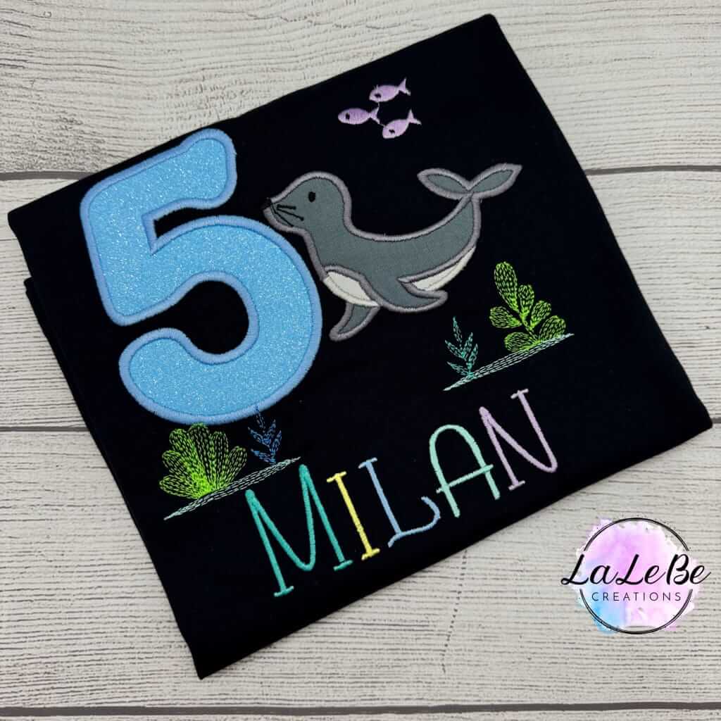 Seehund Geburtstagsshirt personalisiert mit Name und Alter