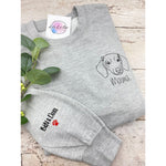 Sweatshirt für Hundeeltern mit Rassenmotiv und Namensbestickung, 