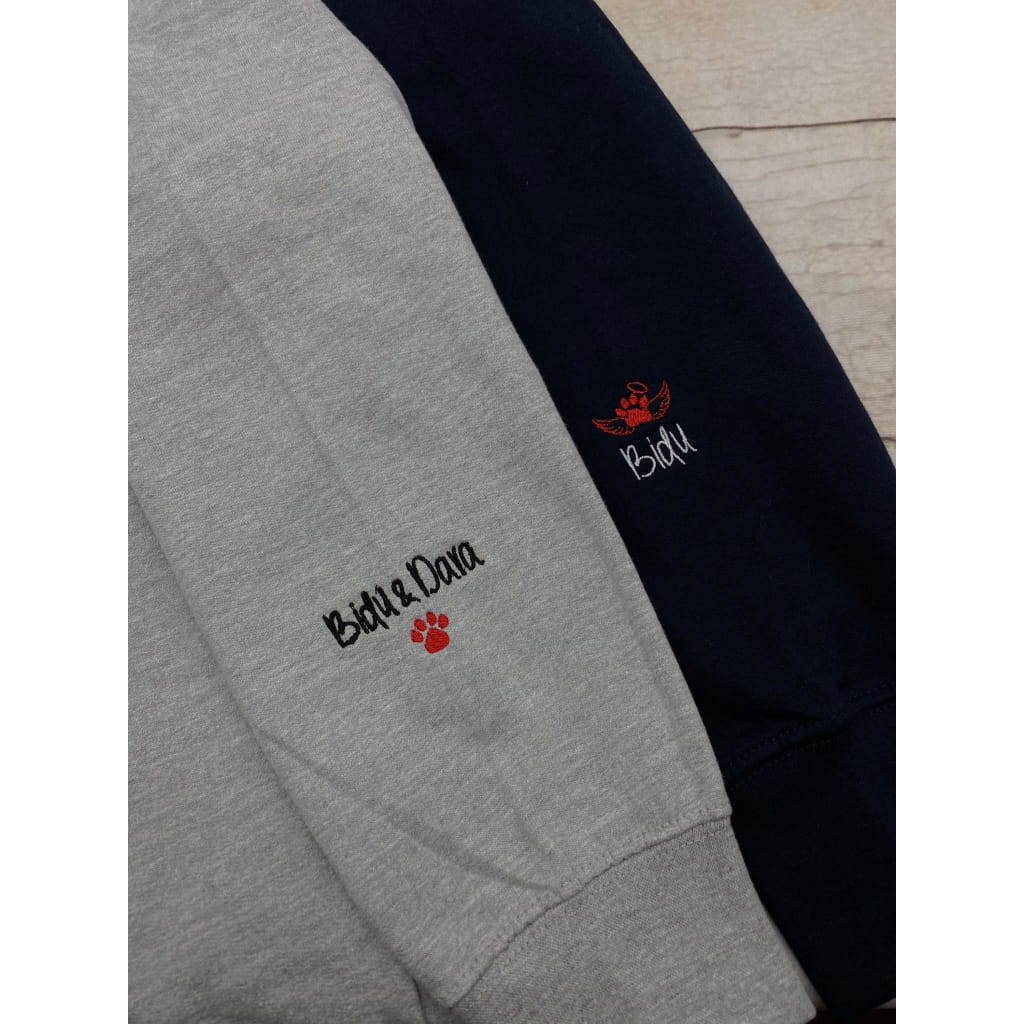 Sweatshirt für Hundeeltern mit Rassenmotiv und Namensbestickung