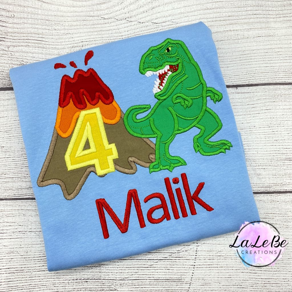 T - Rex und Vulkan Geburtstags - T-Shirt - lalebecreations.de