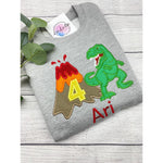 T - Rex und Vulkan Sweatshirt für Kinder - lalebecreations.de