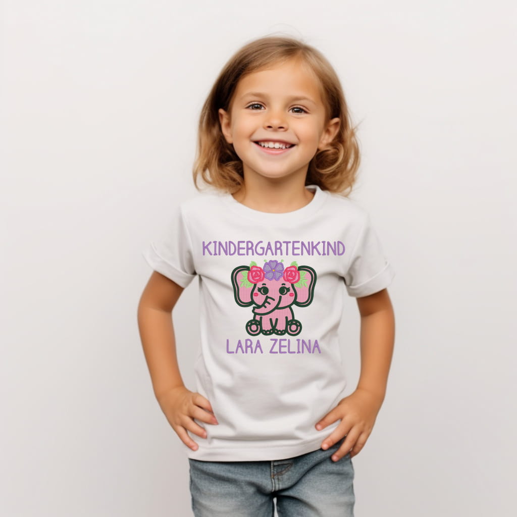 T-Shirt mit Elefantenmotiv für den ersten Kindergartentag - lalebecreations.de