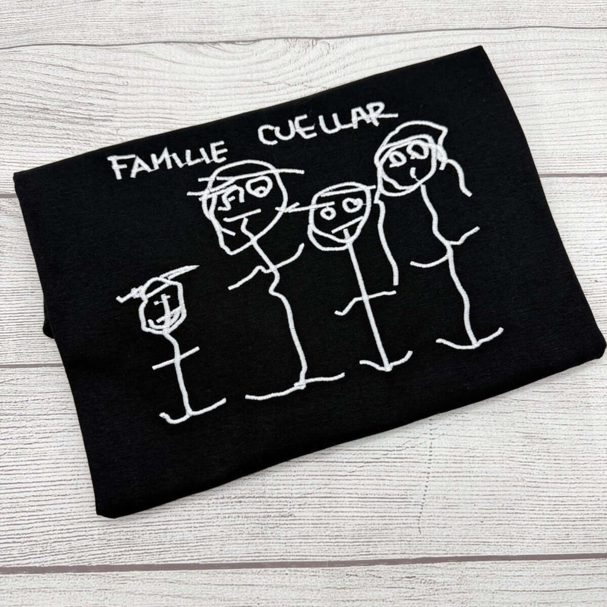 T-Shirt mit Kinderzeichnung bestickt: Einzigartiges