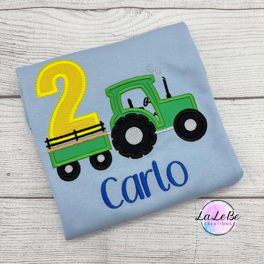 Traktor Geburtstagsshirt für Kinder, Geburtstagsshirt Junge mit Zahl und Name Personalisierbar, Bauernhof Shirt