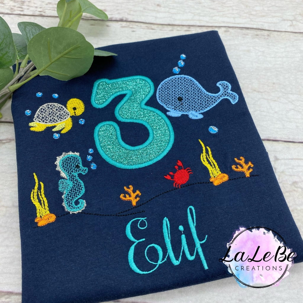Unter Wasser Geburtstagsshirt - Personalisiert mit Name und Alter - lalebecreations.de