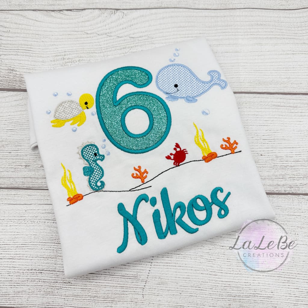 Unter Wasser Geburtstagsshirt - Personalisiert mit Name und Alter - lalebecreations.de