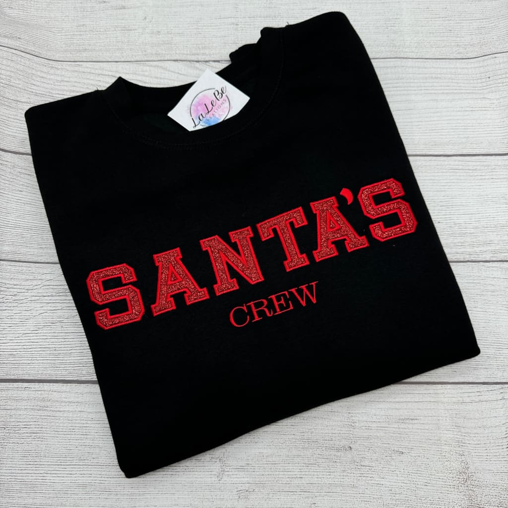 Weihnachtspullover Santa's Crew mit Glitzerstickerei - lalebecreations.de