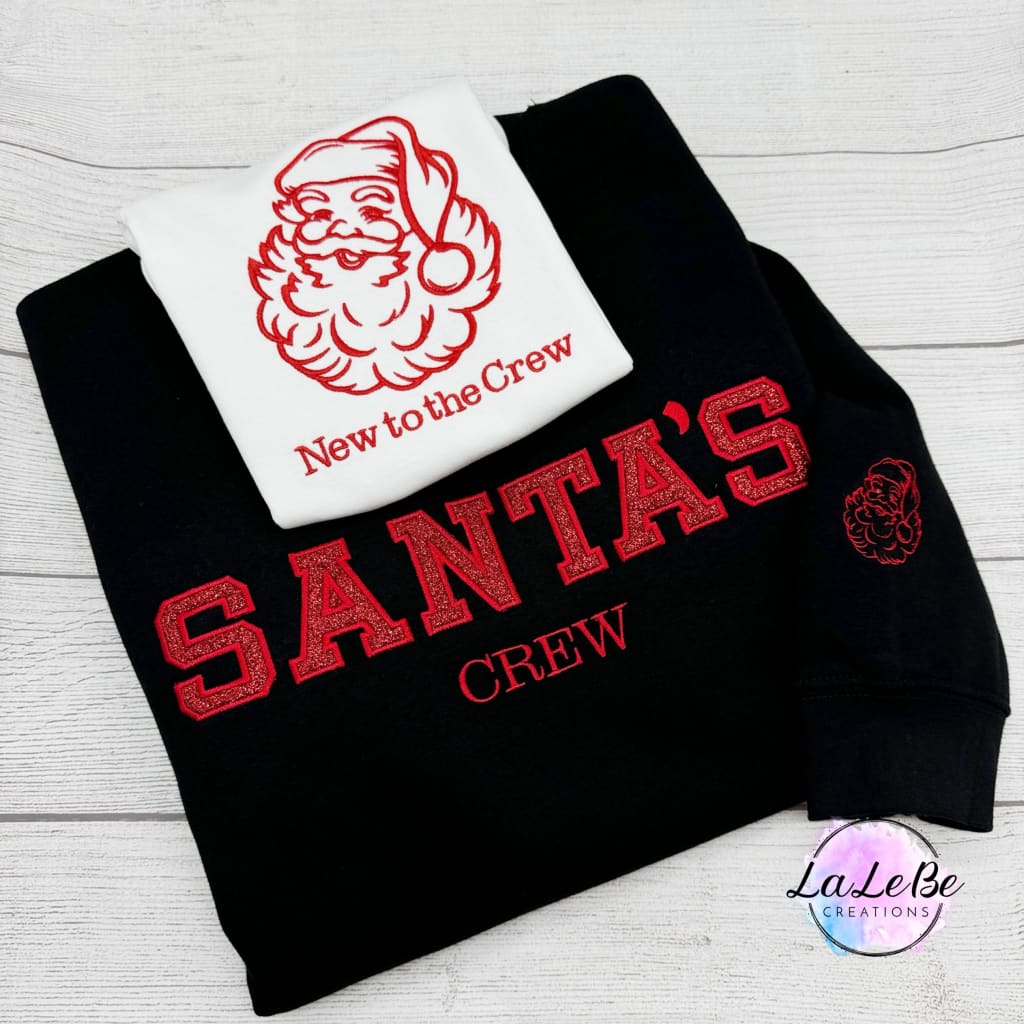 Weihnachtspullover Santa’s Crew mit Glitzerstickerei