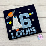 Weltraum und Rakete Personalisiert Geburtstagsshirt - lalebecreations.de