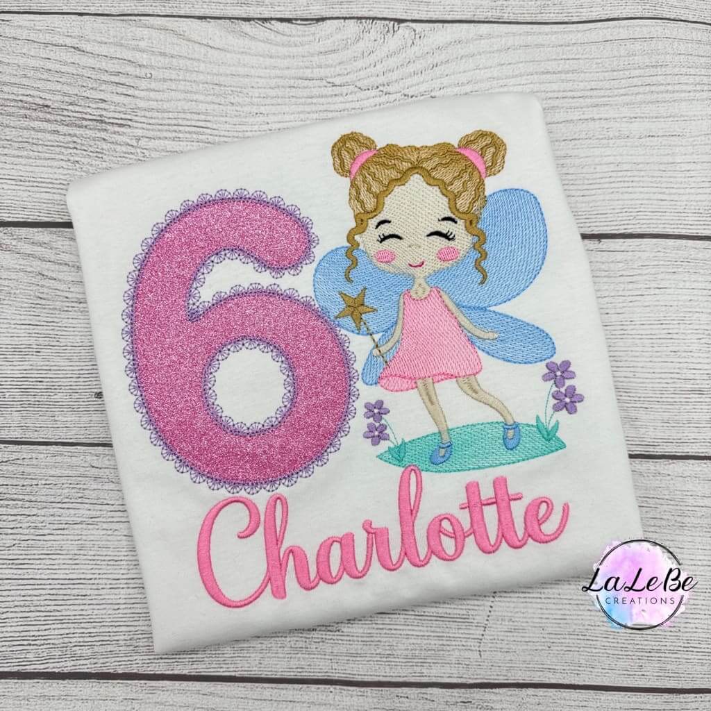 Zauberhaftes Feen Geburtstagsshirt, Personalisierter Geburtstagsshirt für Mädchen mit Feenstickerei - lalebecreations.de